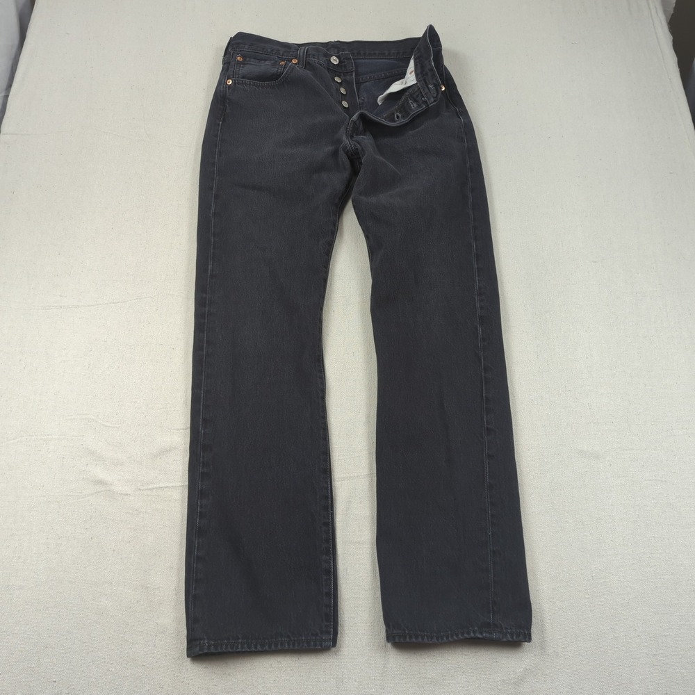 Levis 501 Jeans Mens 32x34 Black Button Fly Classic American
